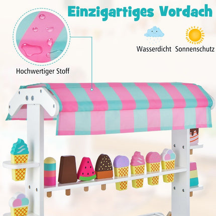 Eiswagen Spielzeug für Kinder mit Rollen – 12 Zubehörteile