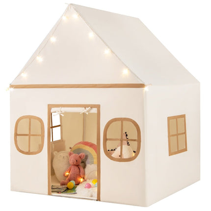 Kids Indoor Play Tent with Star Lights & Soft Mat