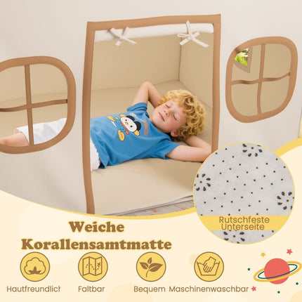 Kids Indoor Play Tent with Star Lights & Soft Mat