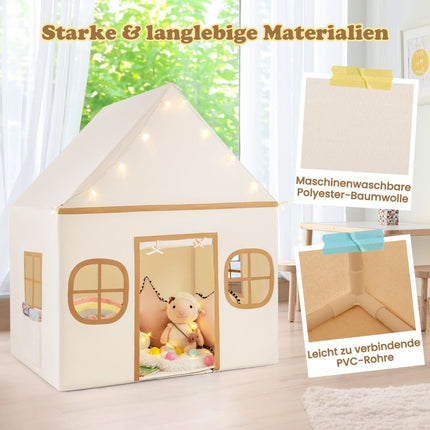 Kids Indoor Play Tent with Star Lights & Soft Mat