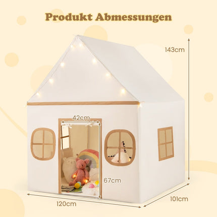 Kids Indoor Play Tent with Star Lights & Soft Mat