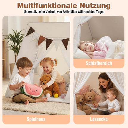 Kinder-Spielzelt für drinnen mit waschbarer Matte & Wimpeln