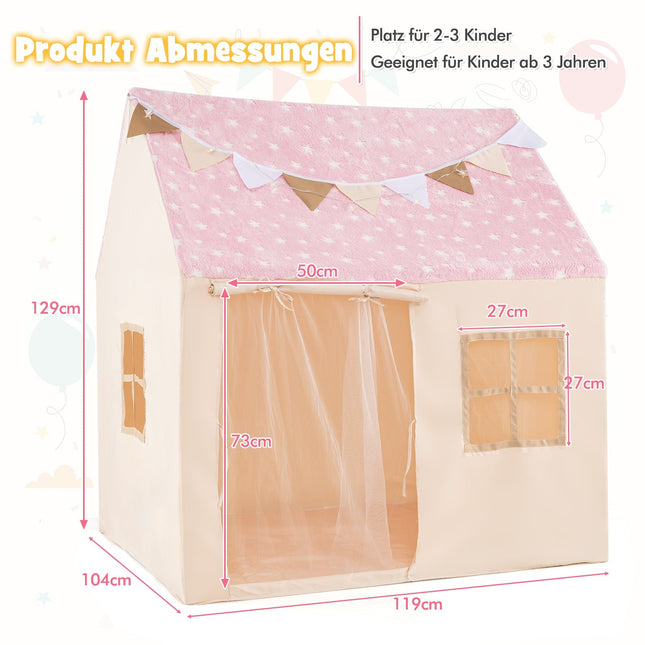 Kinder Indoor-Spielhaus mit Matte & Sternenlichtern