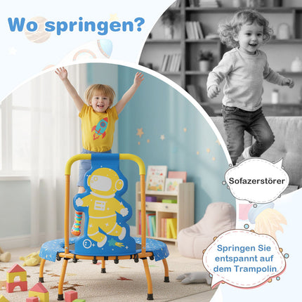 Kinder-Indoor-Trampolin mit Griff, 71 cm, Astronauten-Design