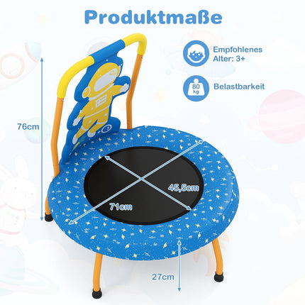 Kinder-Indoor-Trampolin mit Griff, 71 cm, Astronauten-Design