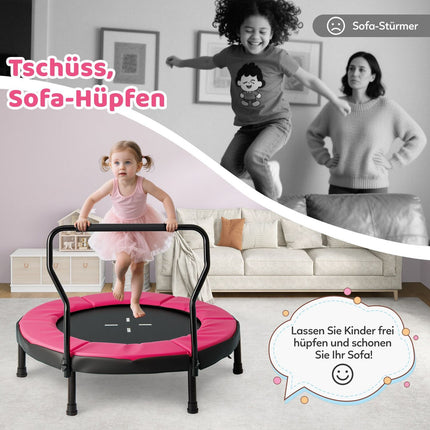Kids Indoor Trampoline with Removable Handle, 102 cm, Pink