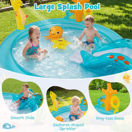 Aufblasbarer Wasserspielplatz für Kinder mit Rutsche und Sprinkler