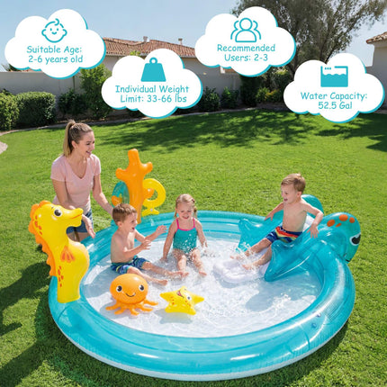 Aufblasbarer Wasserspielplatz für Kinder mit Rutsche und Sprinkler