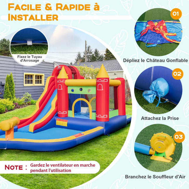 Aufblasbarer Wasserpark für Kinder, Rutschen-Planschbecken, Gebläse