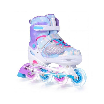 Kids Inline Skates Adjustable 4 Sizes with Light-Up Wheels, Blue, Size L 38-41