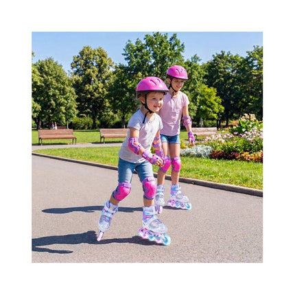 Kids Inline Skates Adjustable 4 Sizes with Light-Up Wheels, Blue, Size L 38-41