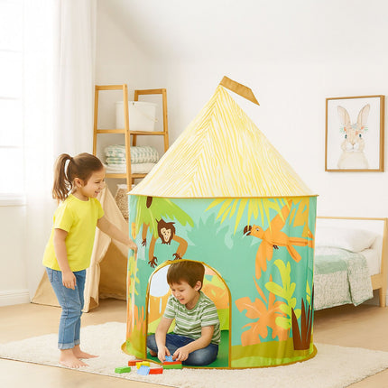 Speeltent voor kinderen in de jungle - binnen-/buitenavonturenhut