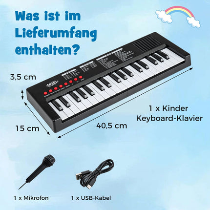 Kids Keyboard Piano, 37 Keys, 8 Rhythms & Sounds, Black