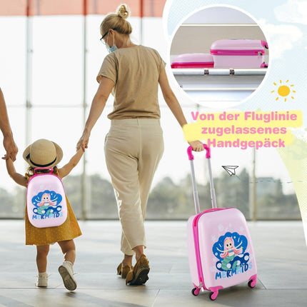 Kids Luggage Set – 12"" & 16"" Hard Shell Suitcase + Backpack