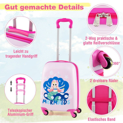 Kids Luggage Set – 12"" & 16"" Hard Shell Suitcase + Backpack