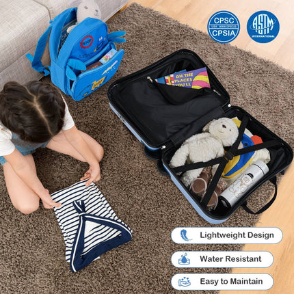 Kinder-Gepäckset, 18 Zoll Aufsitzkoffer, 12 Zoll Rucksack, Spinner-Räder