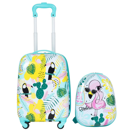 Kinderkoffer-Set, Flamingo-Design, Koffer & Rucksack, Blau