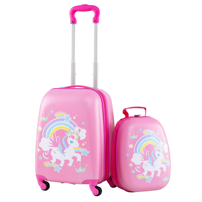 Kinder-Kofferset mit Spinner-Rädern, rosa Einhorn
