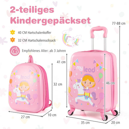 Kids Luggage Set with Wheels – 17" Suitcase & 13" Backpack