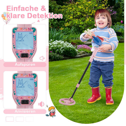 Kinder-Metalldetektor, verstellbar 62–85 cm, LCD, Pink