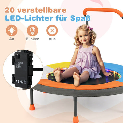 Kids Mini Trampoline with LED Lights, Ø90 cm, Foldable