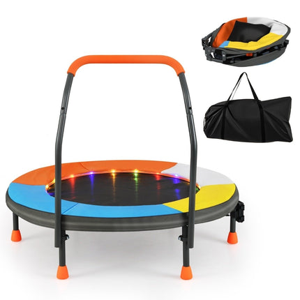 Kids Mini Trampoline with LED Lights, Ø90 cm, Foldable