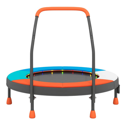 Kids Mini Trampoline with LED Lights & Handle, Foldable