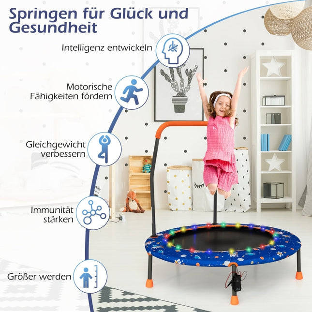 Kinder-Minitrampolin mit LED-Leuchten, abnehmbarer Griff