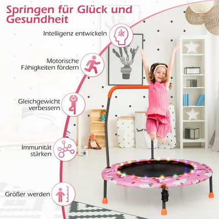 Kinder-Minitrampolin mit LED-Lichtern, abnehmbarer Griff