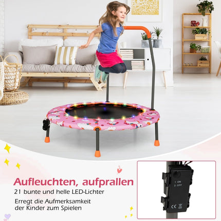 Kinder-Minitrampolin mit LED-Lichtern, abnehmbarer Griff