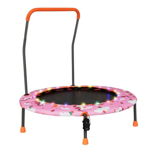 Kinder-Minitrampolin mit LED-Lichtern, abnehmbarer Griff