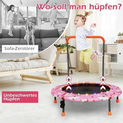 Kinder-Minitrampolin mit LED-Lichtern, abnehmbarer Griff