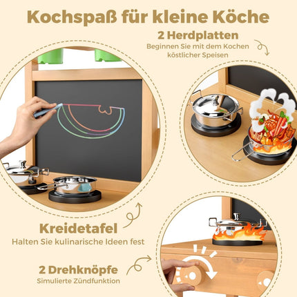 Matschnische für Kinder mit Kreidetafel, Wasserhahn und Pflanzgefäßen