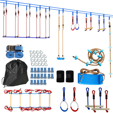 Ninja Slackline-Set für Kinder mit Kletterseil und Ringen