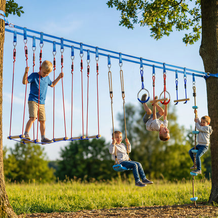 Ninja Slackline-Set für Kinder mit Kletterseil und Ringen