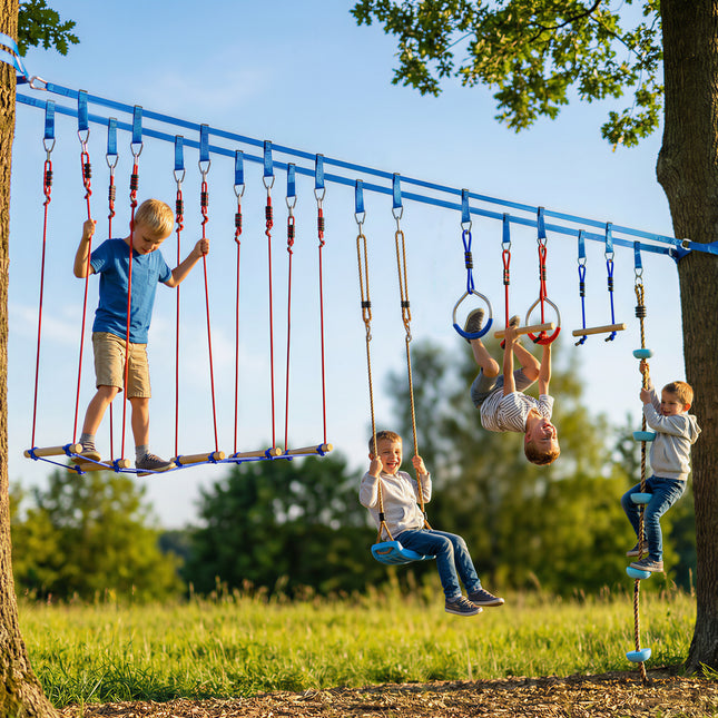 Ninja Slackline-Set für Kinder mit Kletterseil und Ringen