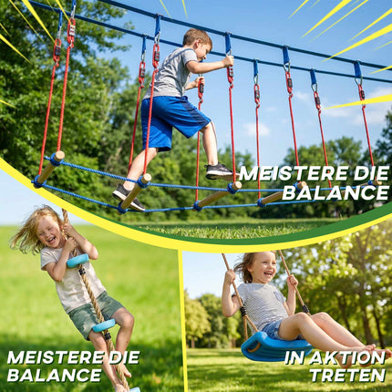Ninja Slackline-Set für Kinder mit Kletterseil und Ringen