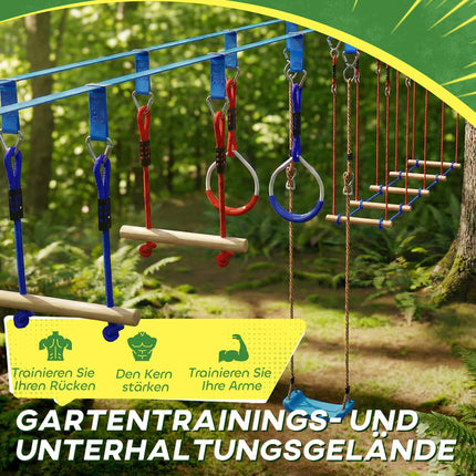 Ninja Slackline-Set für Kinder mit Kletterseil und Ringen