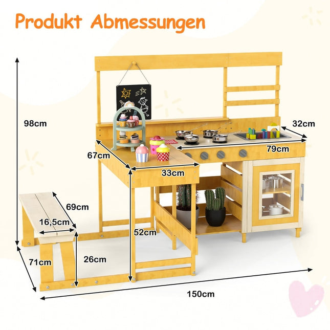 Kinder Matschküche mit Picknicktisch für Draußen – Tannenholz