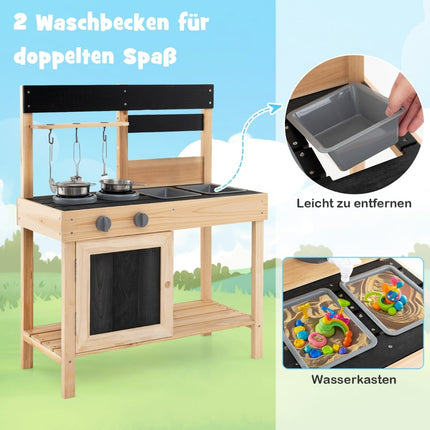 Kids Outdoor Play Kitchen with Sink, Faucet & Stove