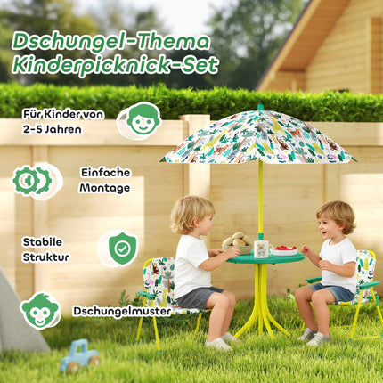 Kids' Outdoor Set with Table, 2 Chairs & Umbrella