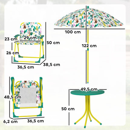 Kids' Outdoor Set with Table, 2 Chairs & Umbrella