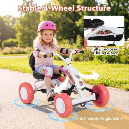 Kinder-Tret-Gokart, 4-Rad, 2-fach verstellbarer Sitz