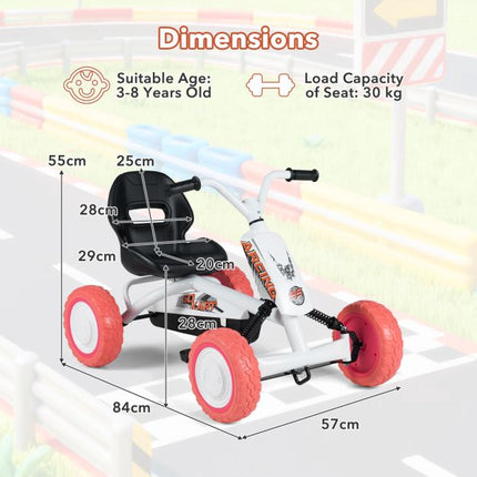 Kinder-Tret-Gokart, 4-Rad, 2-fach verstellbarer Sitz