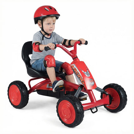 Kids Pedal Go-Kart with Adjustable Seat, Red, Ages 3-8