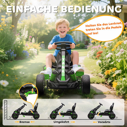 Kids Pedal Go-Kart with Brake, Green, Ages 3-6
