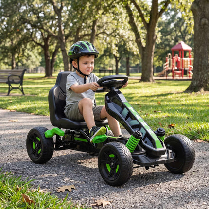 Kids Pedal Go-Kart with Brake, Green, Ages 3-6