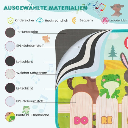 Kinder-Klaviermatte mit 10 Tiergeräuschen und 10 Liedern