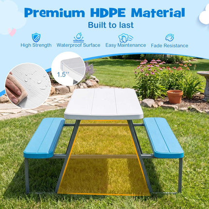 Picknicktisch-Set für Kinder mit verstellbarem Sonnenschirm, Blau