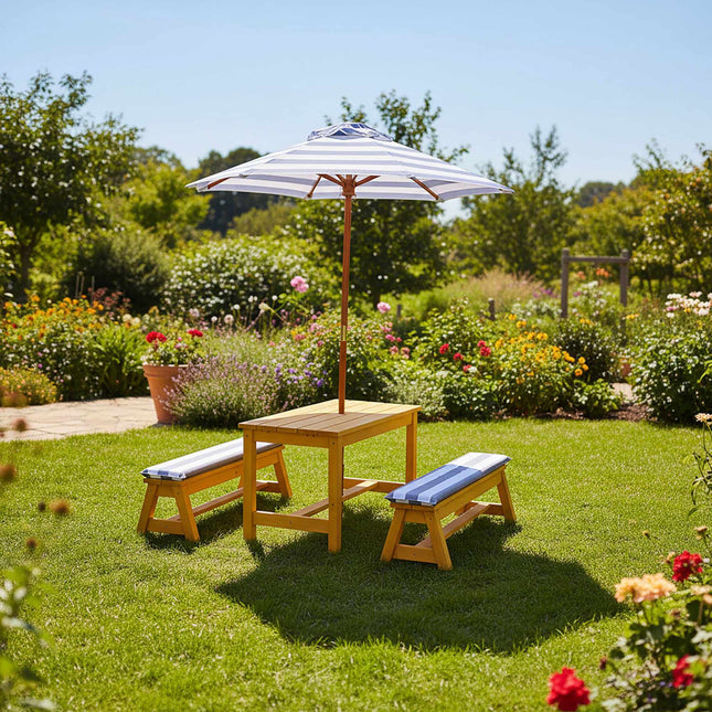 Picknick-Tischset für Kinder mit Sonnenschirm und Kissen